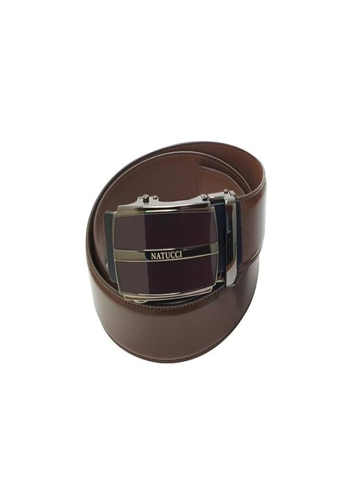 Natucci Leather Automatic Belt, 35 mm Wide, Brown - Image 1